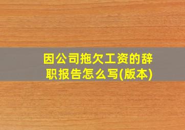 因公司拖欠工资的辞职报告怎么写(版本)