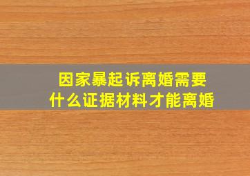 因家暴起诉离婚需要什么证据材料才能离婚