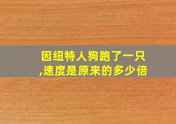 因纽特人狗跑了一只,速度是原来的多少倍