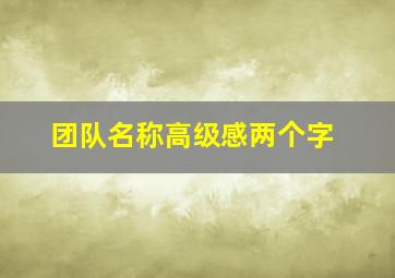 团队名称高级感两个字