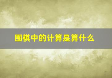 围棋中的计算是算什么