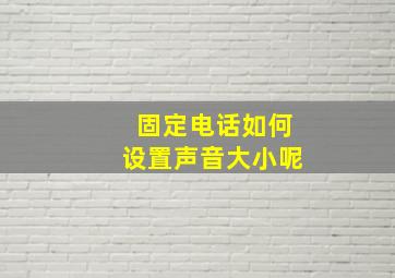 固定电话如何设置声音大小呢