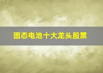 固态电池十大龙头股票