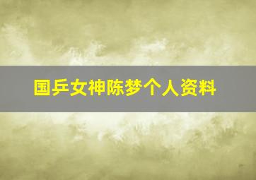 国乒女神陈梦个人资料