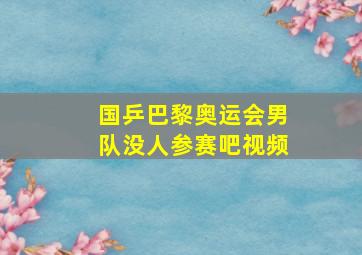 国乒巴黎奥运会男队没人参赛吧视频