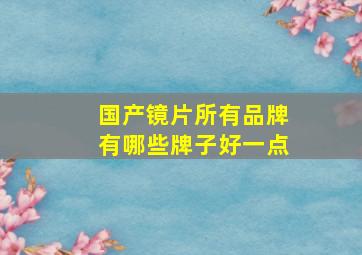 国产镜片所有品牌有哪些牌子好一点