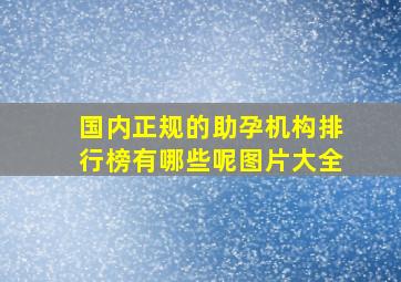 国内正规的助孕机构排行榜有哪些呢图片大全