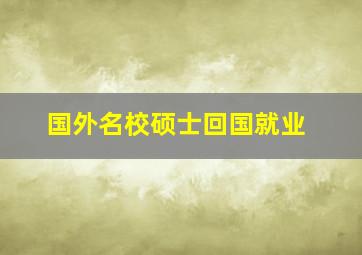 国外名校硕士回国就业