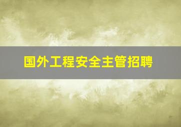 国外工程安全主管招聘