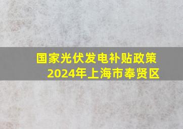 国家光伏发电补贴政策2024年上海市奉贤区