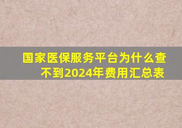 国家医保服务平台为什么查不到2024年费用汇总表