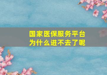 国家医保服务平台为什么进不去了呢