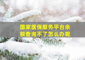 国家医保服务平台余额查询不了怎么办呢