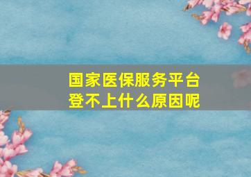 国家医保服务平台登不上什么原因呢