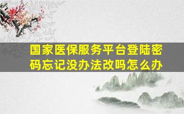 国家医保服务平台登陆密码忘记没办法改吗怎么办