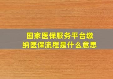 国家医保服务平台缴纳医保流程是什么意思