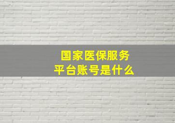 国家医保服务平台账号是什么