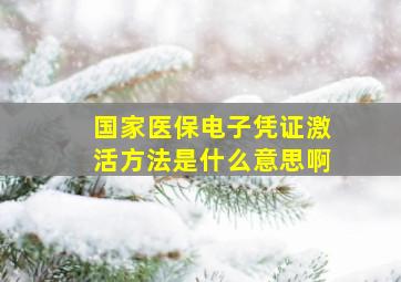 国家医保电子凭证激活方法是什么意思啊