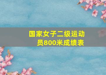 国家女子二级运动员800米成绩表