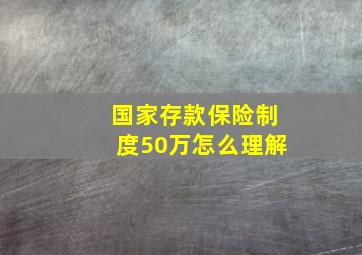 国家存款保险制度50万怎么理解