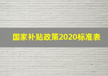 国家补贴政策2020标准表