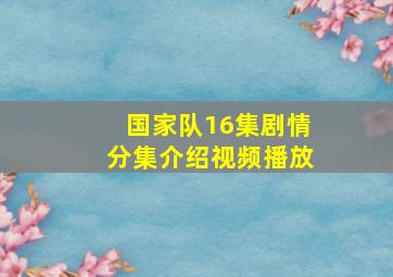 国家队16集剧情分集介绍视频播放