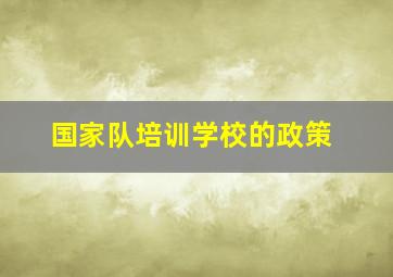 国家队培训学校的政策