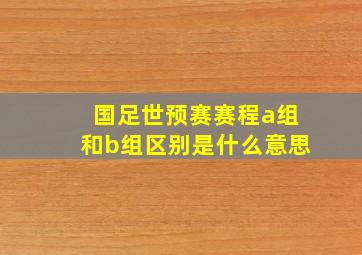 国足世预赛赛程a组和b组区别是什么意思