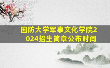 国防大学军事文化学院2024招生简章公布时间