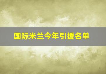 国际米兰今年引援名单