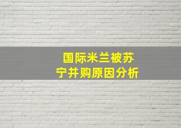 国际米兰被苏宁并购原因分析