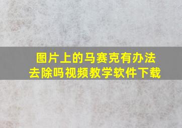 图片上的马赛克有办法去除吗视频教学软件下载