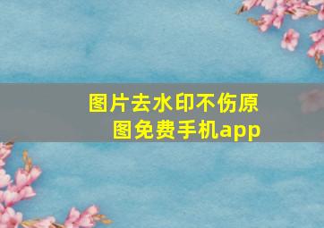 图片去水印不伤原图免费手机app