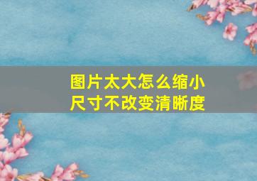 图片太大怎么缩小尺寸不改变清晰度