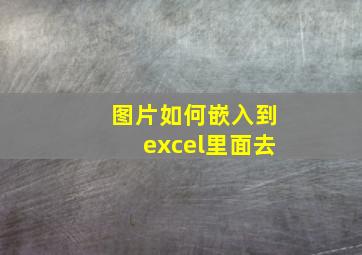 图片如何嵌入到excel里面去