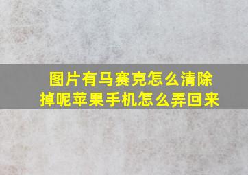 图片有马赛克怎么清除掉呢苹果手机怎么弄回来