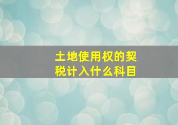 土地使用权的契税计入什么科目