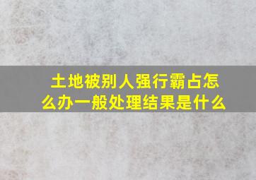 土地被别人强行霸占怎么办一般处理结果是什么