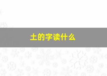 土的字读什么