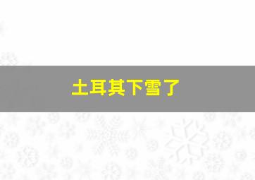 土耳其下雪了