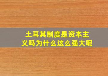 土耳其制度是资本主义吗为什么这么强大呢