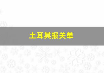 土耳其报关单