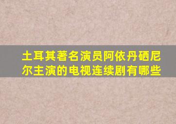 土耳其著名演员阿依丹硒尼尔主演的电视连续剧有哪些