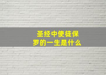 圣经中使徒保罗的一生是什么