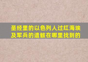 圣经里的以色列人过红海埃及军兵的遗骸在哪里找到的