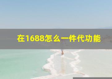 在1688怎么一件代功能