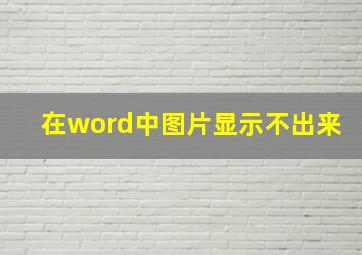 在word中图片显示不出来