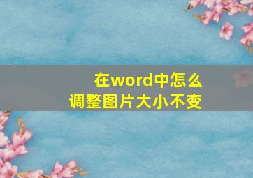 在word中怎么调整图片大小不变