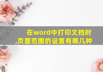 在word中打印文档时,页面范围的设置有哪几种