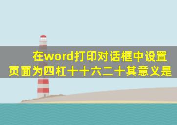 在word打印对话框中设置页面为四杠十十六二十其意义是